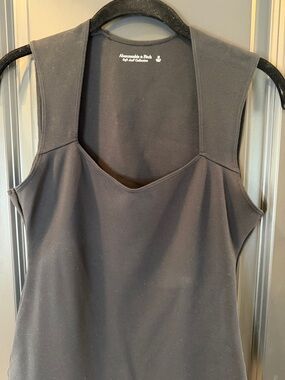 Abercrombie & Fitch Black V-Neck Wide-Strap Tank Bodysuit